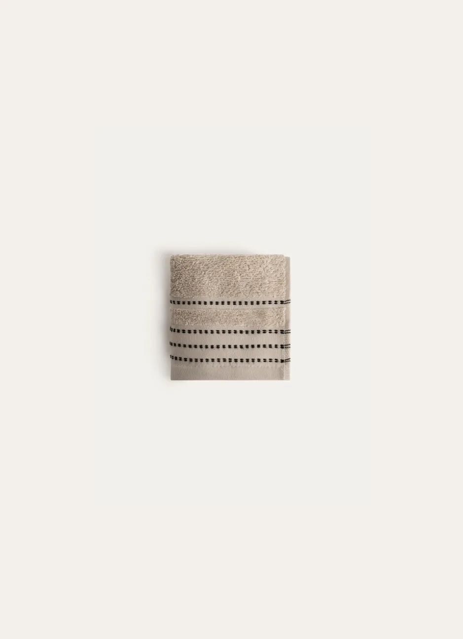 SERVIETTE INVITÉ EN COTON DÉTAILS POINTS BEIGE