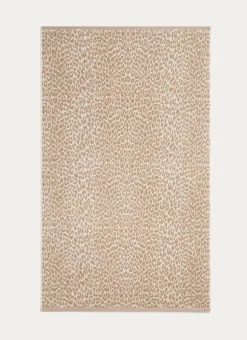 SERVIETTE INVITÉ EN VELOURS À MOTIF LÉOPARD BEIGE CLAIR