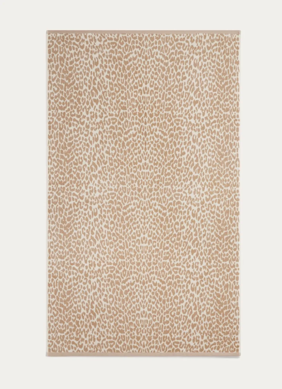 SERVIETTE INVITÉ EN VELOURS À MOTIF LÉOPARD BEIGE CLAIR