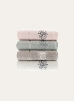 SERVIETTE INVITÉ EN VELOURS BRODÉE 500GR GRIS