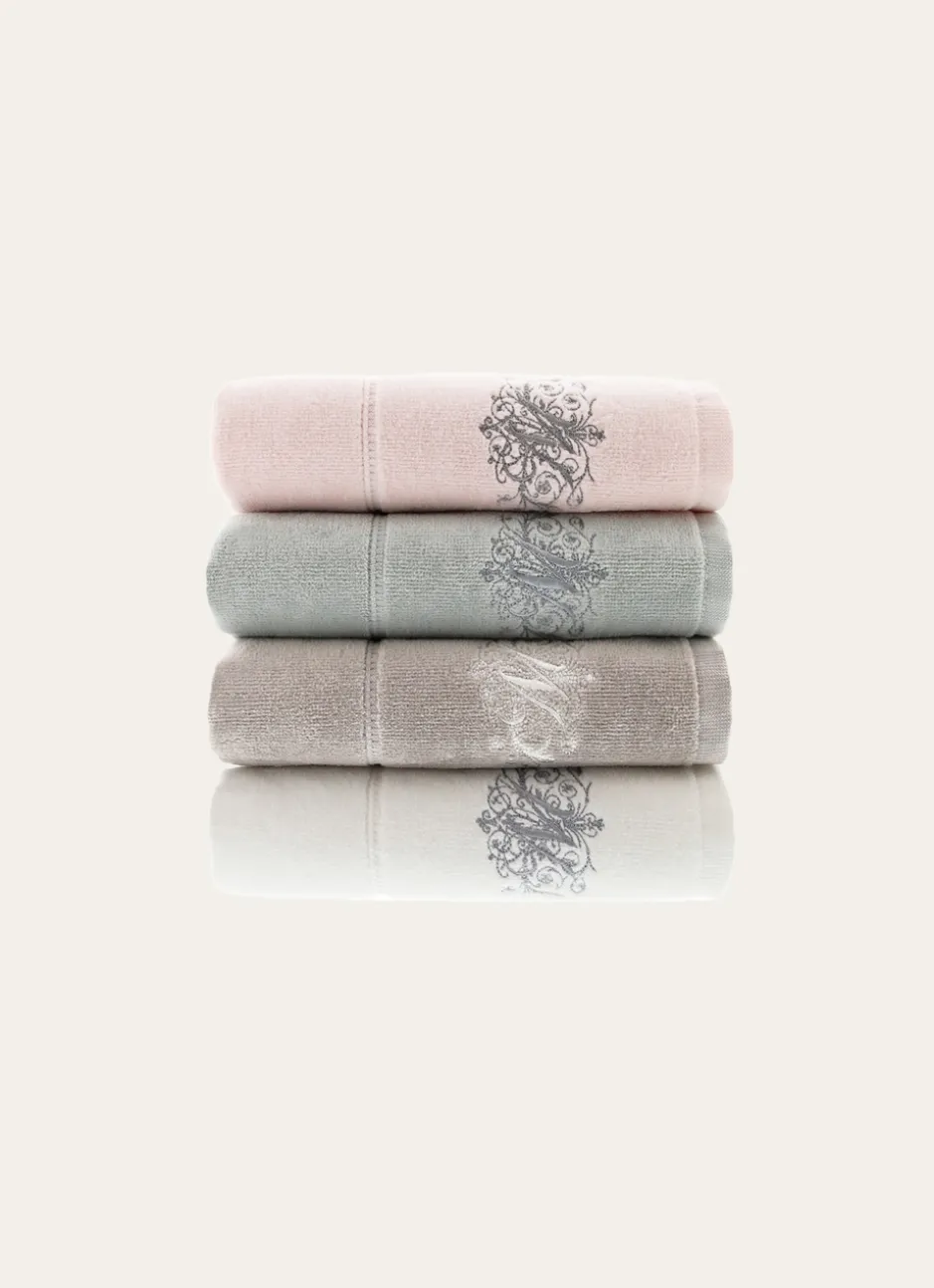 SERVIETTE INVITÉ EN VELOURS BRODÉE 500GR BLANC