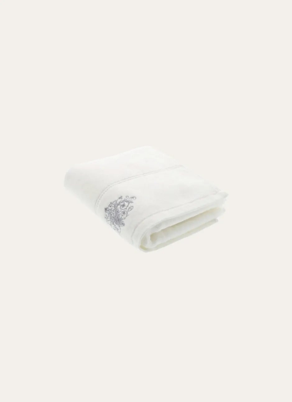 SERVIETTE INVITÉ EN VELOURS BRODÉE 500GR BLANC