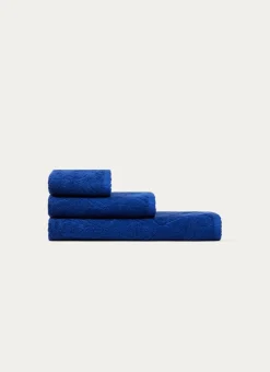 SERVIETTE INVITÉ UNIE JACQUARD CISELÉ BLEU