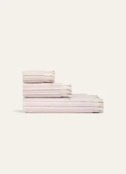 SERVIETTE INVITE À RAYURES DOUBLE FACE LILAS