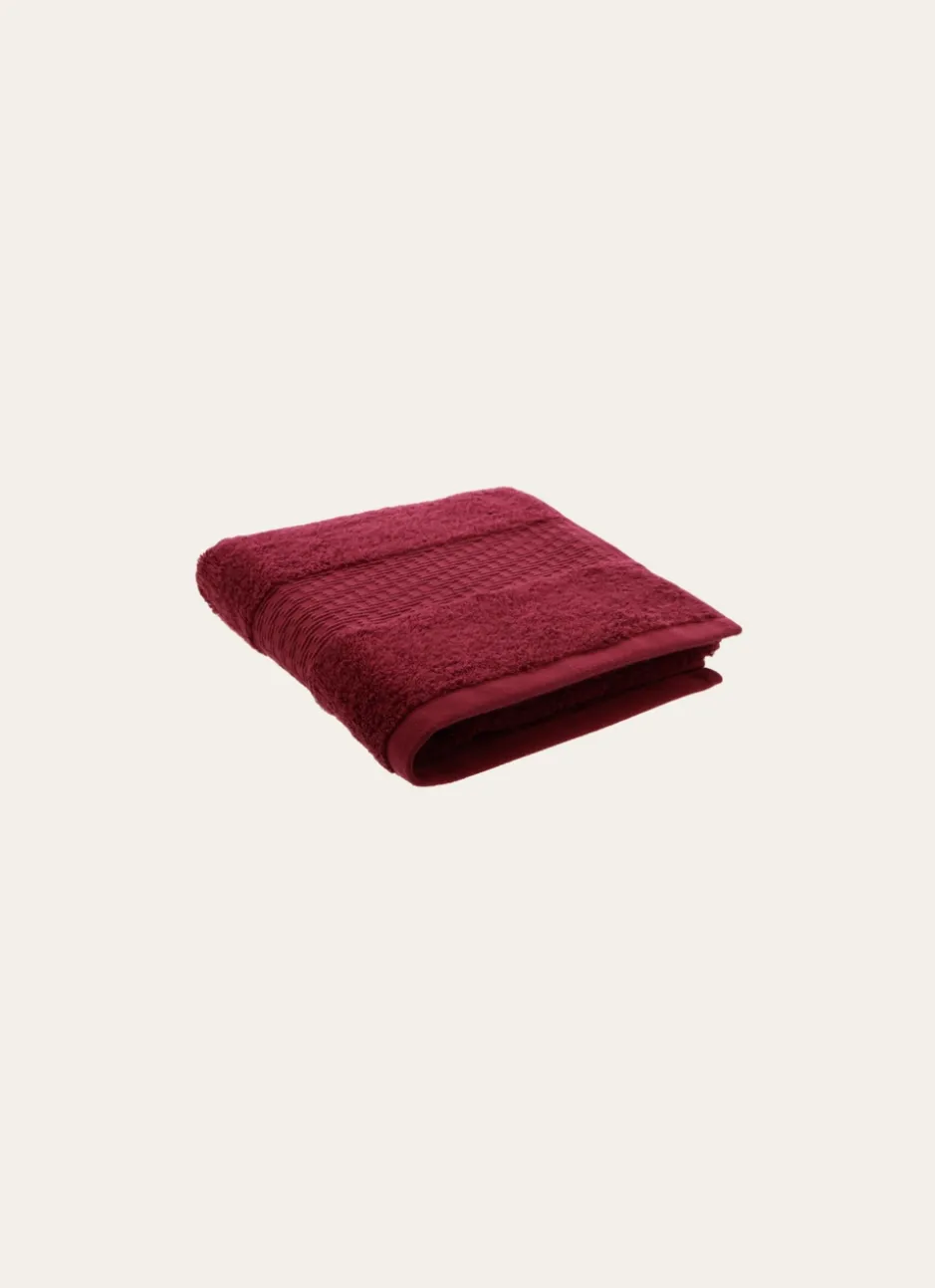 SERVIETTE TOILETTE COTON BIO JACQUARD GAUFRÉ 450 Rouge