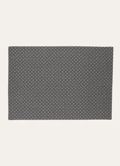 SET DE TABLE EN COTON ENDUIT MOTIF FANTAISIE GRIS/BLANC