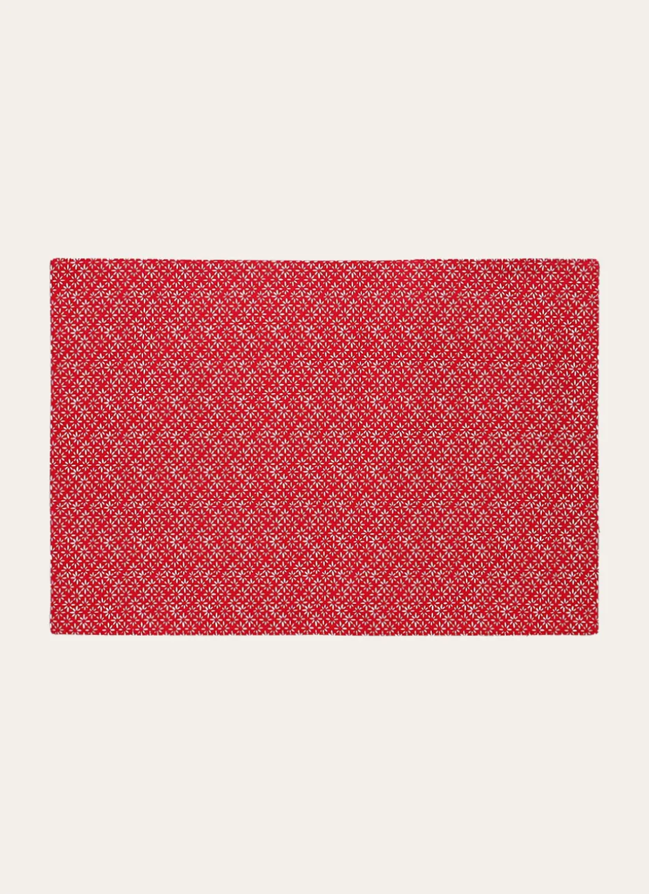 SET DE TABLE EN COTON IMPRIMÉ À MOTIF FANTAISIE rouge
