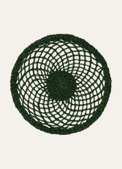 SET DE TABLE EN JONC DE MER TRESSAGE ARTISANAL VERT FONCE