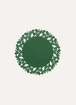 SET DE TABLE ROND EN FEUTRINE HOUX DÉCOUPÉS vert