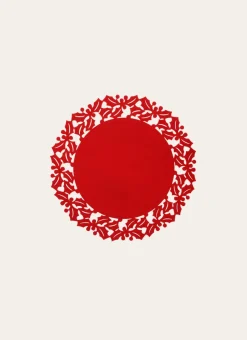 SET DE TABLE ROND EN FEUTRINE HOUX DÉCOUPÉS rouge