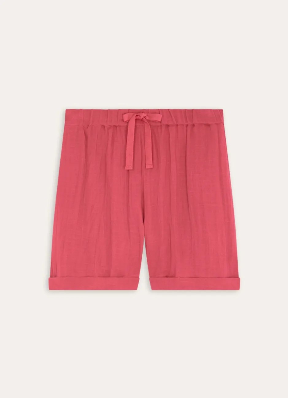 SHORT EN GAZE DE COTON FUSCHIA