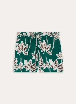 SHORT EN VISCOSE IMPRIMÉE PALMIERS vert