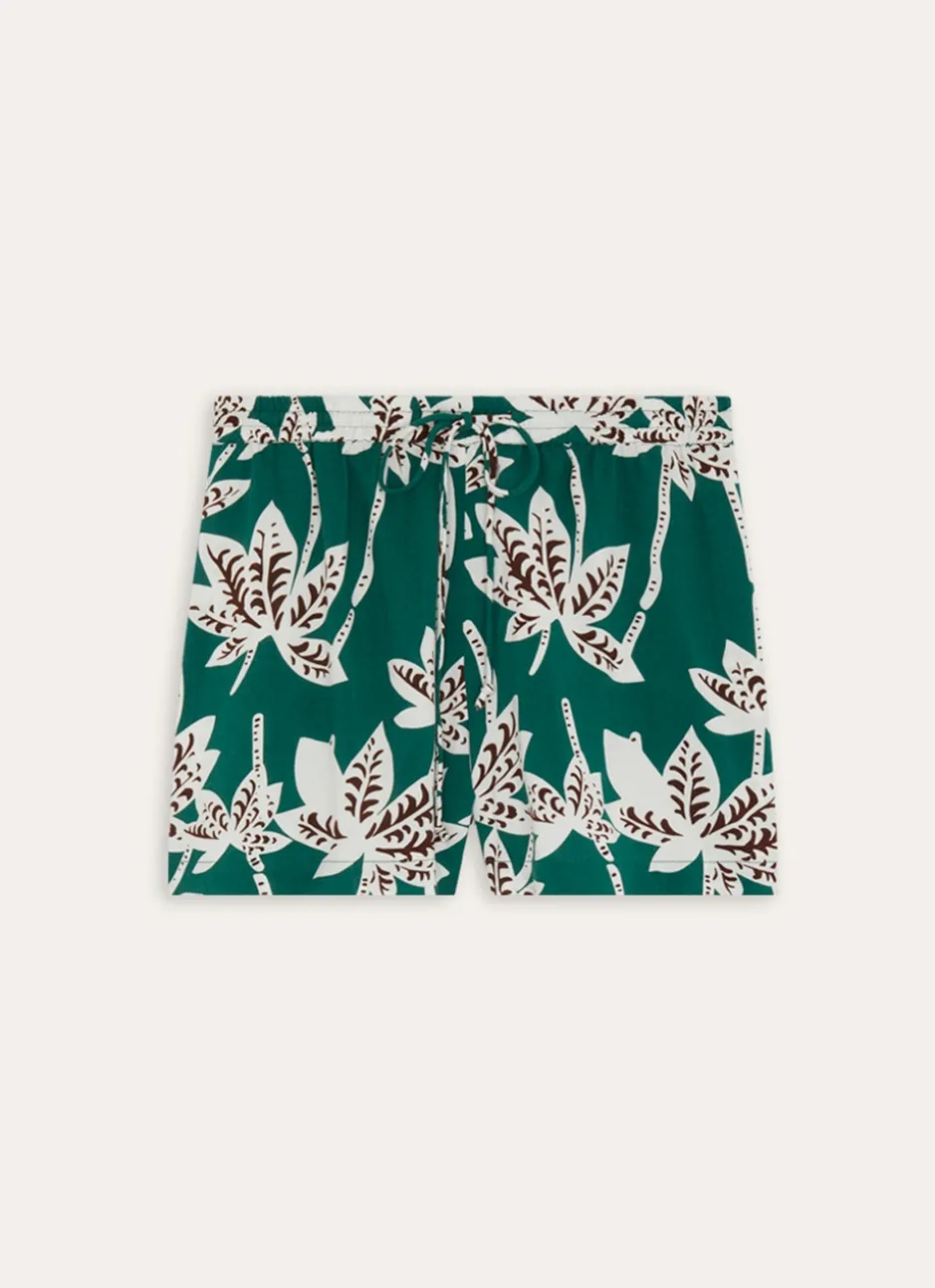 SHORT EN VISCOSE IMPRIMÉE PALMIERS vert