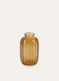 SOLIFLORE EN VERRE STRIÉ COLORÉ MARRON