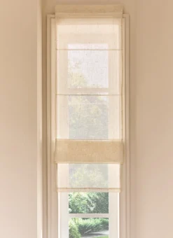 STORE BATEAU RELEVABLE EN ÉTAMINE EFFET FLAMMÉ BEIGE