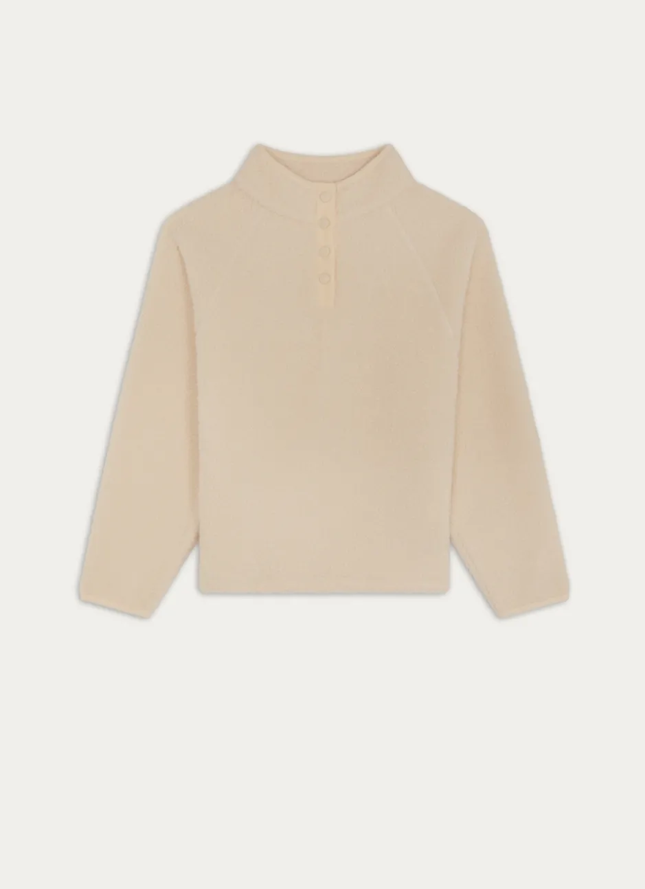 SWEAT-SHIRT SHERPA ET VELOURS CALOU ÉCRU