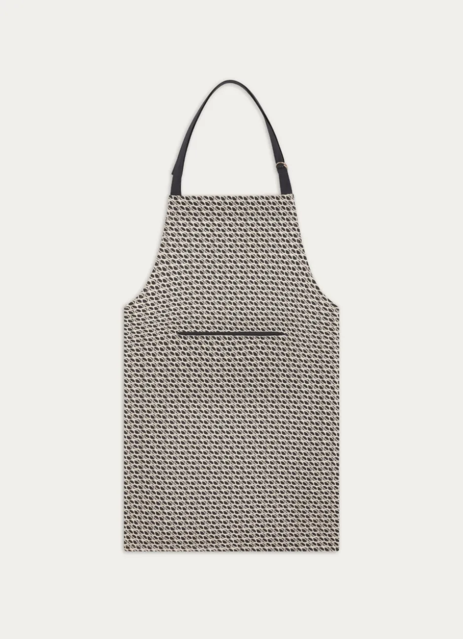 TABLIER DE CUISINE EN COTON IMPRIMÉ BLANC/MARINE