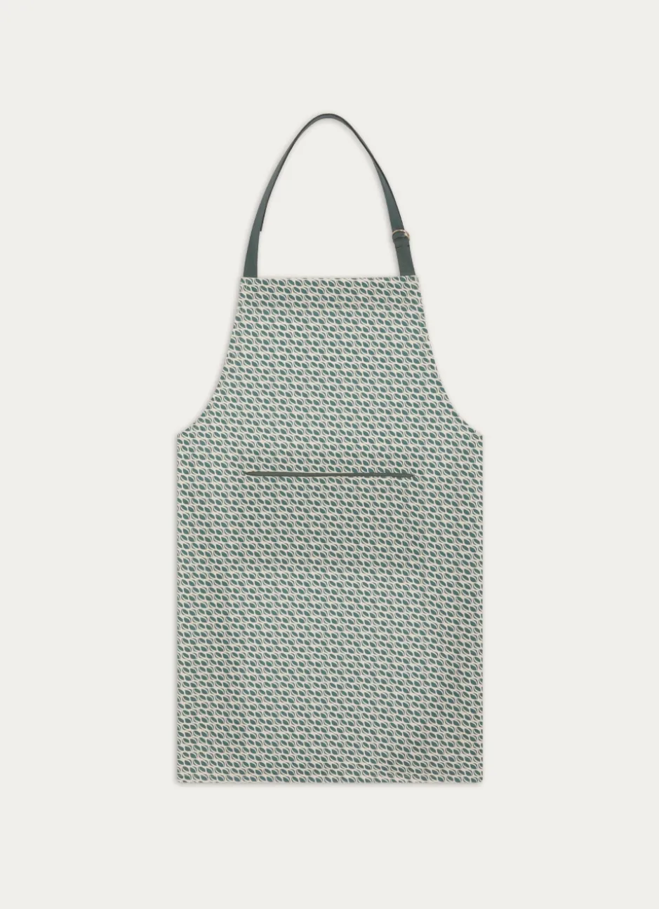 TABLIER DE CUISINE EN COTON IMPRIMÉ VERT CEDRE