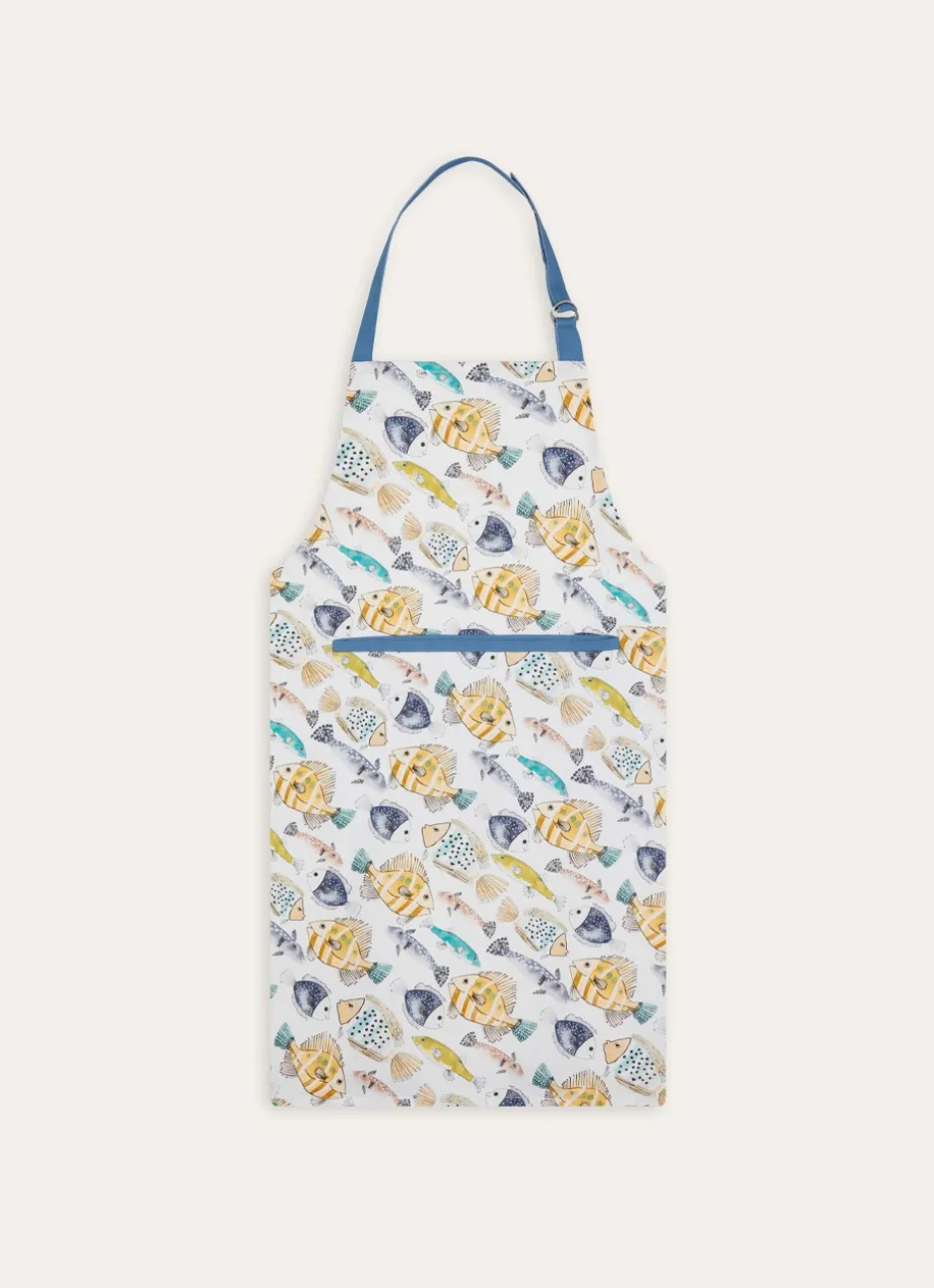 TABLIER EN COTON IMPRIMÉ POISSONS MULTICOLORE