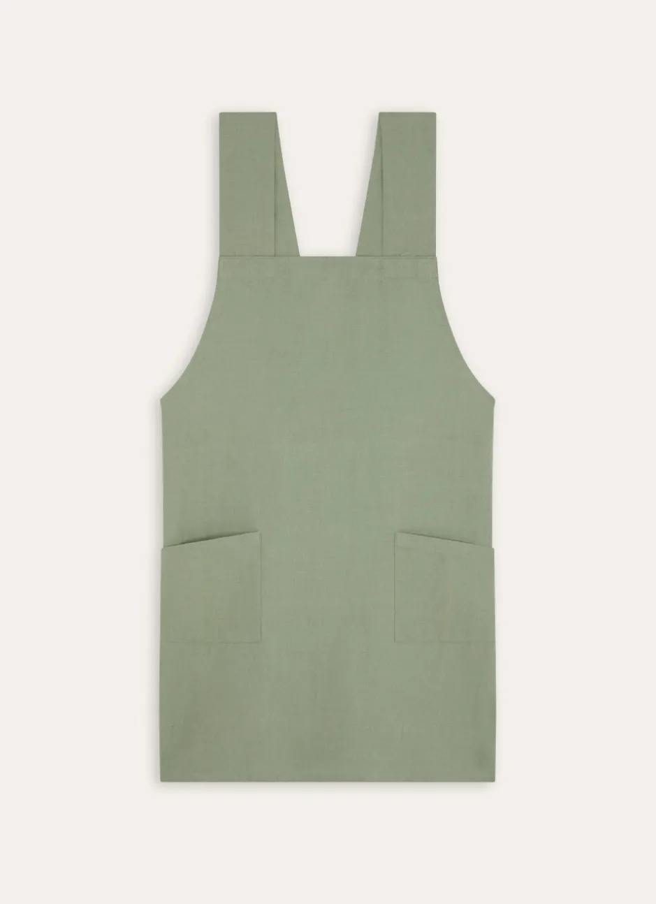 TABLIER JAPONAIS UNI EN COTON ET LIN AMANDE