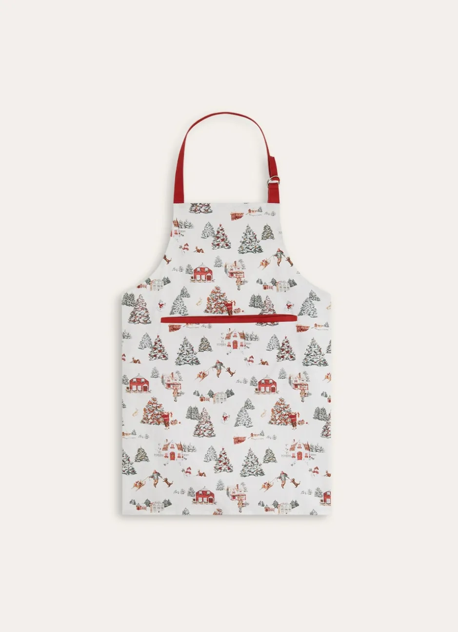 TABLIER SCÈNE NOËL ENNEIGÉE MULTICOLORE
