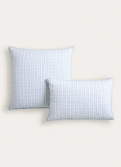 TAIE D'OREILLER BÉBÉ À CARREAUX TARTAN BLEU