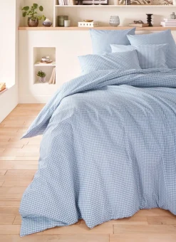 TAIE D'OREILLER EN COTON VICHY BLEU