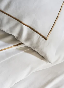TAIE D'OREILLER SATIN BLANC/MORDORÉ