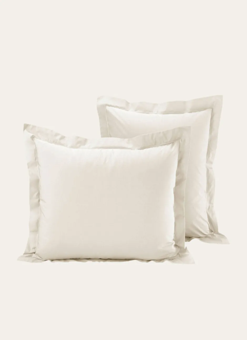 TAIE D'OREILLER UNIE EN PERCALE DE COTON ECRU