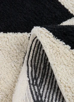 TAPIS DE BAIN ANTIDÉRAPANT MOTIF GÉOMÉTRIQUE ALEX LAIT/NOIR