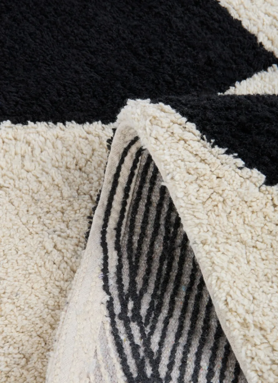TAPIS DE BAIN ANTIDÉRAPANT MOTIF GÉOMÉTRIQUE ALEX LAIT/NOIR