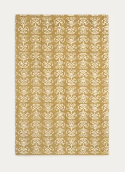 TAPIS EN COTON IMPRIMÉ FLORAL OCRE