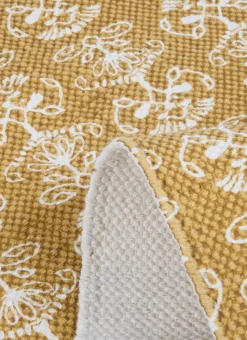 TAPIS EN COTON IMPRIMÉ FLORAL OCRE