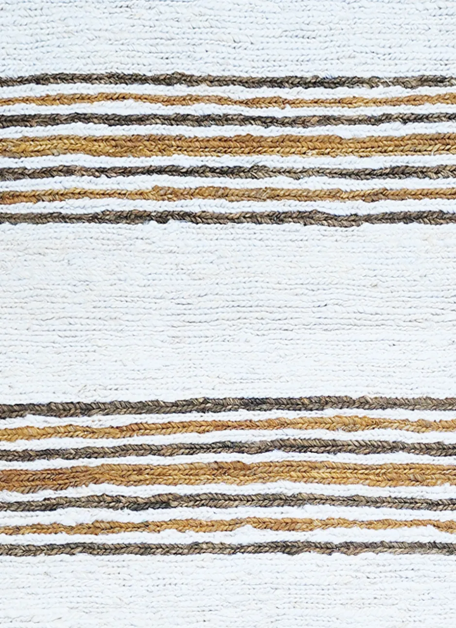 TAPIS RAYURE TISSÉ ÉCRU
