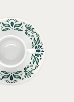 TASSE AVEC SOUCOUPE EN PORCELAINE vert