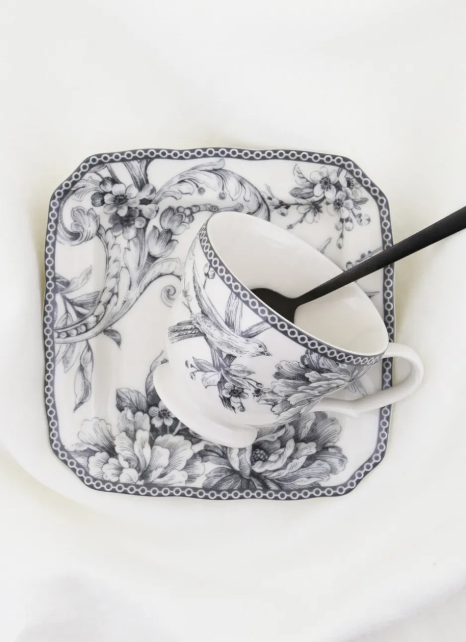 TASSE ET SOUCOUPE EN GRÈS ADELAÏDE GRIS