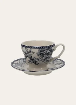 TASSE ET SOUCOUPE EN GRÈS ADELAÏDE MARINE