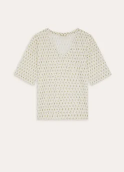 TEE-SHIRT EN MAILLE IMPRIMÉE rouge