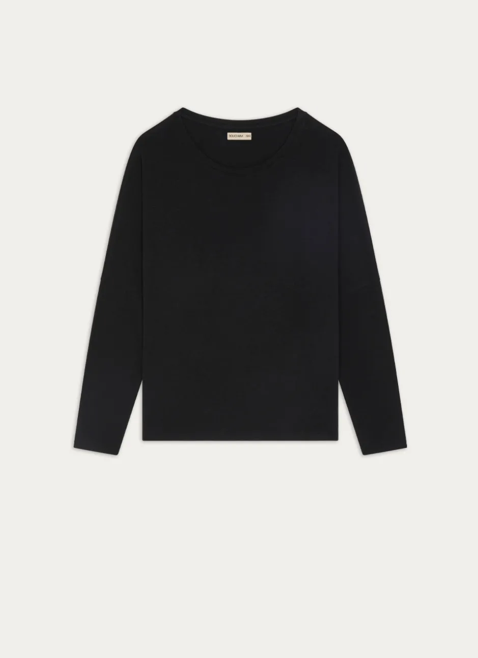 TEE-SHIRT MANCHES LONGUES EN MAILLE DOUCE NOIR