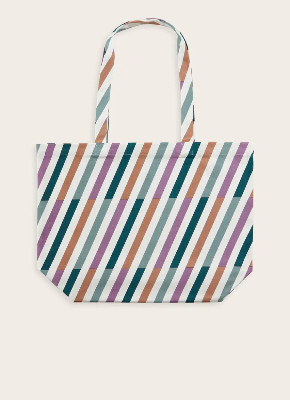 TOTE BAG EN COTON IMPRIMÉ GÉOMÉTRIQUE MULTICOLORE