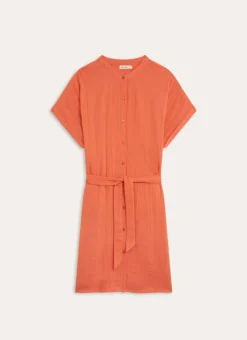 TUNIQUE MANCHES COURTES EN GAZE DE COTON TERRACOTTA