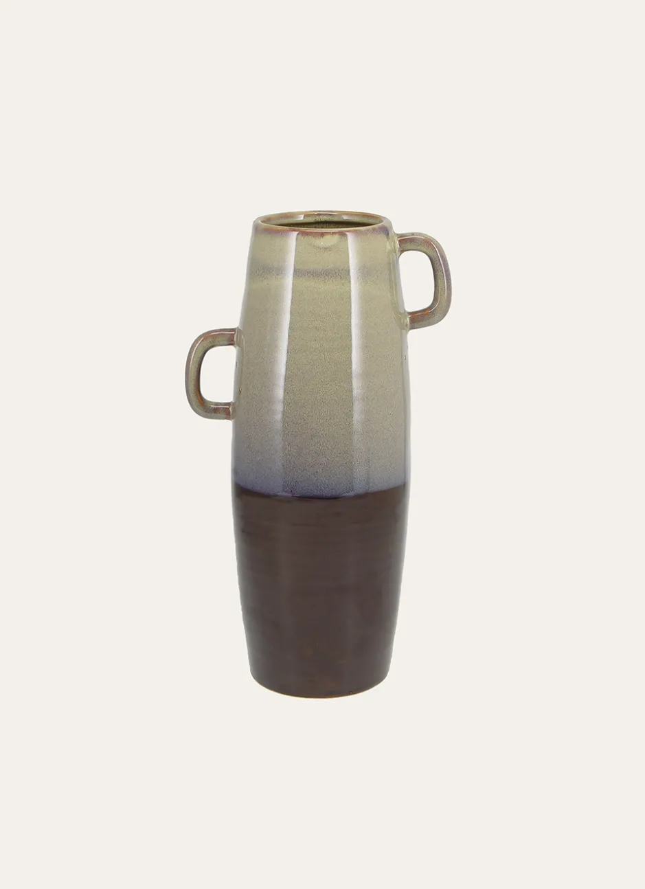VASE AMPHORE BICOLORE BRUN