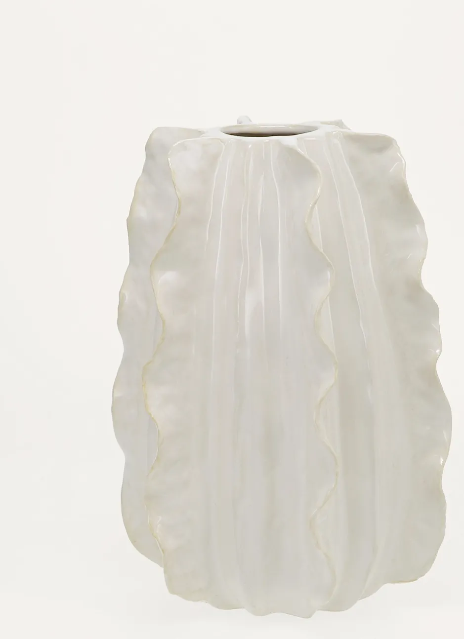 VASE EN CÉRAMIQUE SCULTÉE BLANC