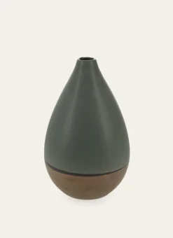 VASE EN GRÈS FORME MENHIR MULTICOLORE/KAKI