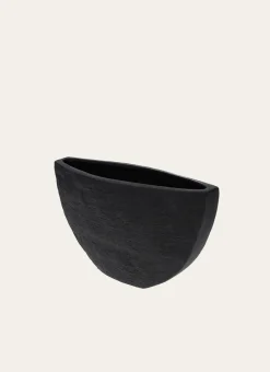 VASE EN GRÈS TEXTURÉ NOIR