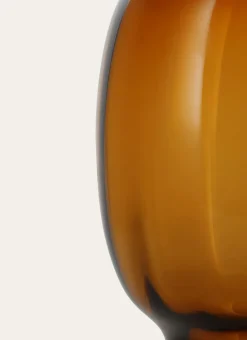 VASE EN VERRE AVEC SOCLE ÉPAIS FAIT MAIN AMBRE