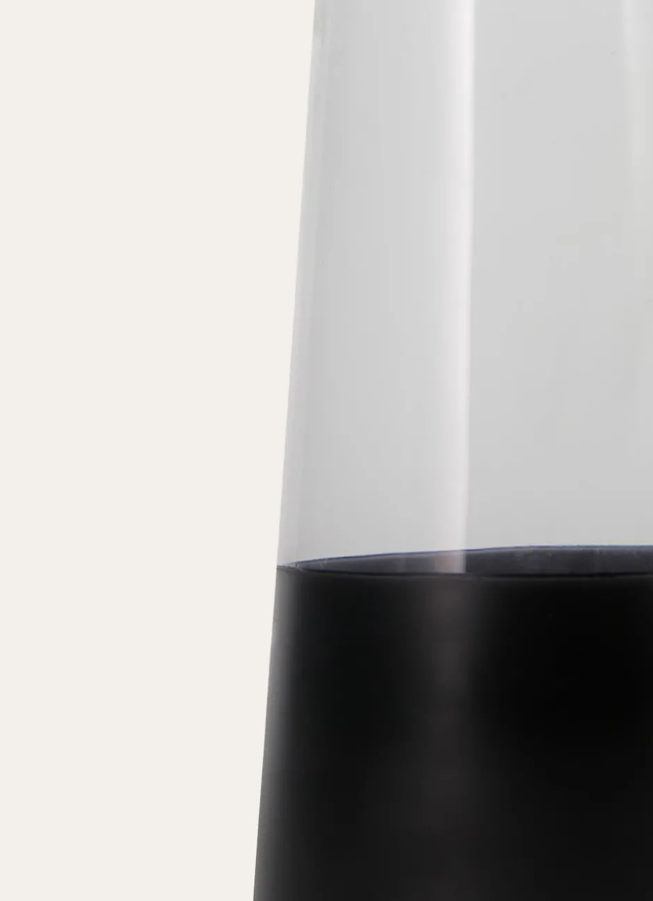 VASE EN VERRE BICOLORE AVEC LISERET DORÉ TRANSPARENT/NOIR