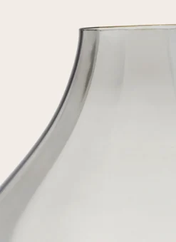 VASE EN VERRE BOMBÉ TRANSPARENT/LISERET DORE