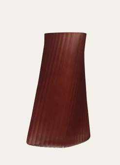 VASE EN VERRE FORME ÉTIRÉE BORDEAUX TRANSPARENT GIVRE
