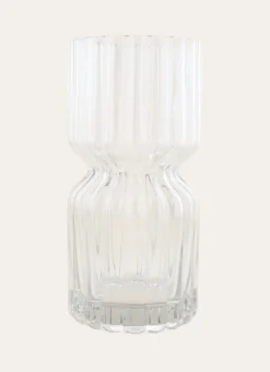 VASE EN VERRE STRIÉ TRANSPARENT